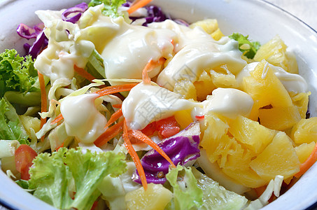 夏威夷沙拉立方体选择性洋葱盘子蔬菜生菜家禽食物奶油课程图片