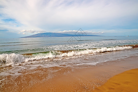 夏威夷毛伊岛 沙滩 沙滩 海洋云景蓝色海浪海景海滩火山波浪天空图片