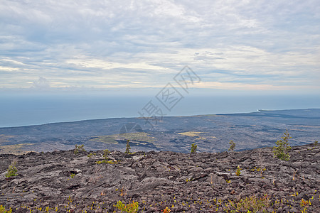 Big Island夏威夷火山坑路链的视图岩石图片