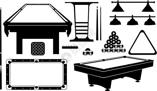 现金池闲暇拼贴画台球线索插图架子家具持有者黑色白色图片