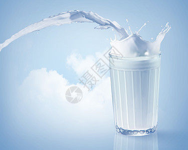 玻璃中的新鲜牛奶饮食杯子营养产品早餐养分生活气泡活力飞溅图片
