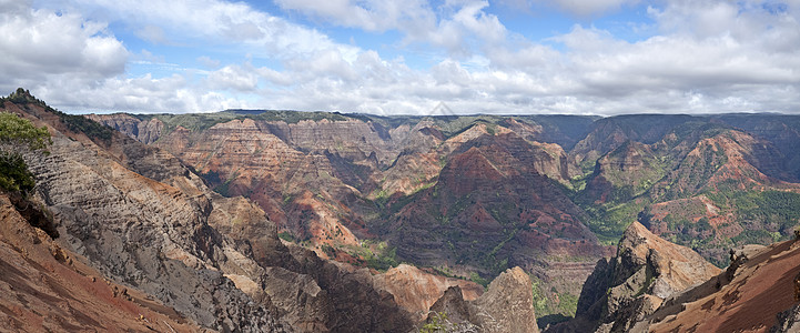 Waimea峡谷  Kauai 夏威夷热带天空地方风景气候岩石图片