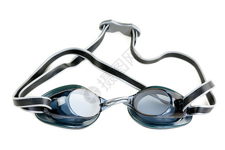 游泳用护目镜水池蓝色反射眼睛潜水衣服安全带子橡皮塑料图片