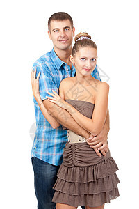 爱情伴侣拥抱生活幸福快乐男性夫妻家庭喜悦女士白色工作室图片