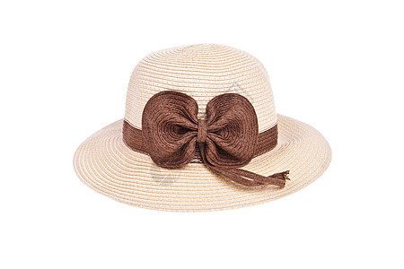 丝带背景白色背景的带丝带被孤立的棕色草帽帽子稻草阴影奶油女性女性化背景