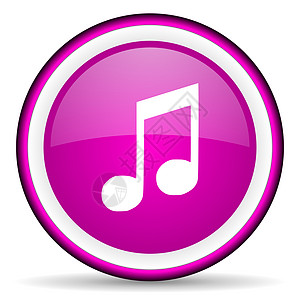 白色背景上的音乐紫色闪光图标电话音乐会玩家互联网溪流旋律歌曲钥匙圆圈控制图片