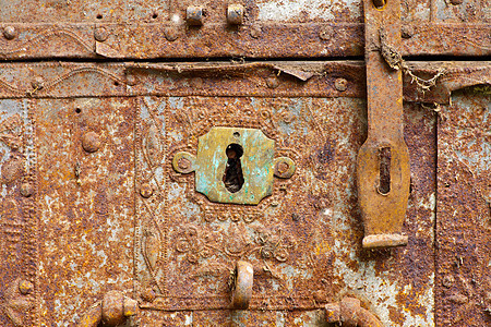 旧老生锈的钥匙孔锁孔宏观金属安全支撑古董铆钉隐私秘密海豹图片
