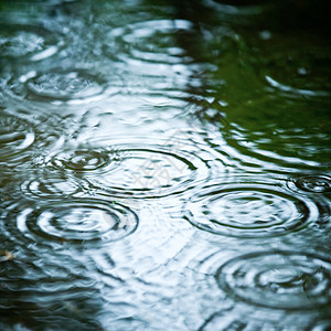 下雨天气风暴雨滴液体水坑圆圈池塘波纹涟漪飞溅反射图片