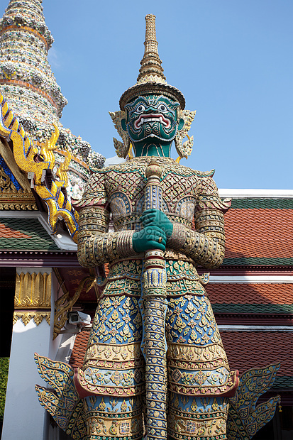 曼谷 卫报信仰佛塔冥想历史性公园寺庙佛教徒雕像国家历史图片