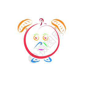 有趣的闹钟绘画插图艺术笑脸兔子草图机械卡通片圆圈小时图片
