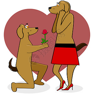 相爱的狗狗礼物女朋友卡片绘画情感草图朋友男朋友订婚玫瑰图片