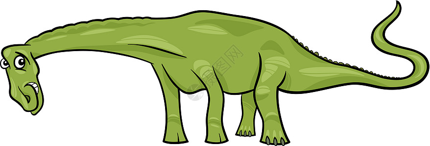 Piplodocus 恐龙的漫画插图卡通片蜥蜴快乐吉祥物怪物古生物学荒野食草尾巴剪贴图片