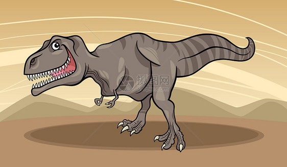 巨龙恐龙的漫画插图绘画古生物学牙齿世界历史卡通片食肉怪物蜥蜴爪子图片