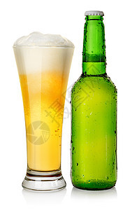 瓶装啤酒和杯子啤酒图片