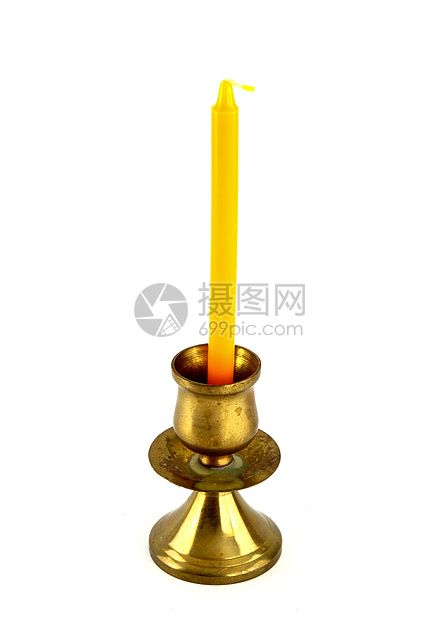 以白色隔开的烛台火焰文化宗教装饰品古董持有者蜡烛金属青铜图片