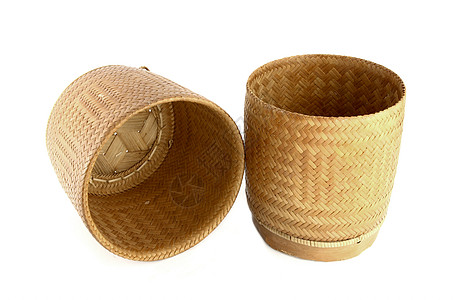 一个木竹老式的粘糊大米竹木板盒木头乡村编织篮子材料竹子盒子活力烹饪早餐背景图片