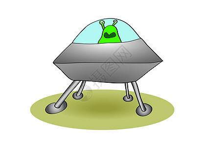 飞碟金属绿色插图外星人绘画背景图片