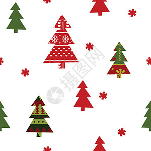 圣诞无缝模式雪花绿色创造力寒假白色季节红色墙纸纺织品织物图片