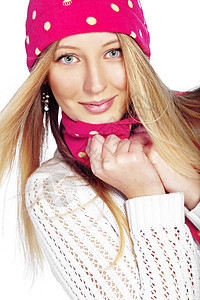 冬季风格皮肤化妆品帽子围巾毛衣金发女士工作室衣服羊毛图片