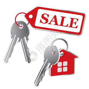 白背景的矢量键 销售钥匙链标签白色折扣金属建造房地产房子钥匙办公室图片