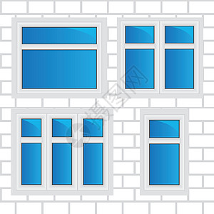 矢量窗口 砖墙剪贴塑料窗房子白色插图建筑玻璃白窗窗户图片