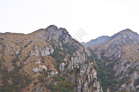 高峰的山边山麓远景高地登山者森林顶峰地质学布雷石头地球图片