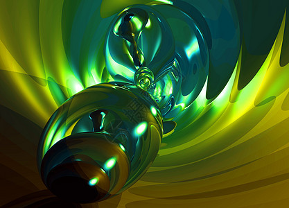 现代抽象背景图样插图Name金子玻璃波浪状绿色黄色气泡金属图片