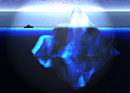 开阔洋的冰山流冰山与靠近伊利乌斯特的小型小船图片
