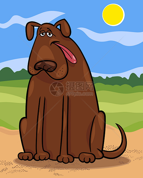 棕色大狗卡通画插图漫画快乐公园太阳鼻子绘画卡通片宠物吉祥物犬类图片