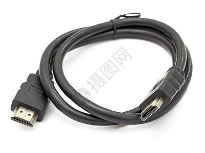 白色背景上的大型 hdmi 电缆宏观视频电视网络创新电子产品技术连接器通讯图片