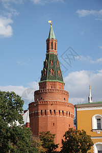 俄罗斯莫斯科克里姆林宫塔堡垒建筑学历史旅行纪念碑栅栏手表城市建筑古董图片