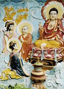 中国寺庙的壁画 圣殿中的木马宗教情调艺术异国背景图片