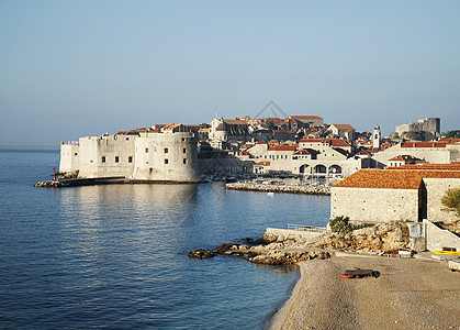 克罗亚提亚语中的 dubrovnik围墙吸引力旅游历史性城市旅行图片