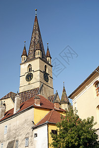 罗马罗马尼亚的教堂尖塔教会城市宗教建筑建筑学图片