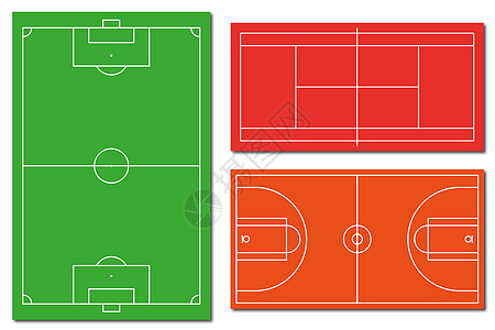 足球网球和篮球场图片
