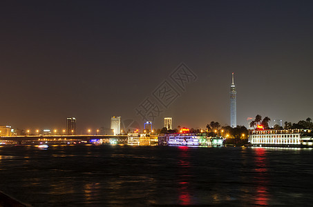 夜晚在河边没有河边 在凯罗埃吉普特Cairo Egypt城市旅行图片