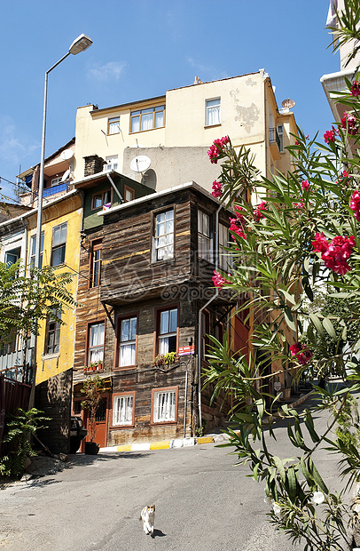 在伊斯坦布尔旧城火鸡中的传统房屋房子建筑物街景建筑街道家园风景城市图片