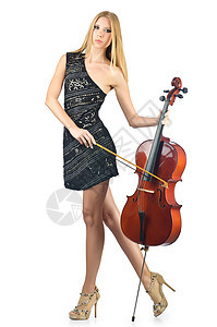 白色大提琴女艺人小提琴家木头细绳中提琴男性音乐家旋律演奏家娱乐提琴手图片