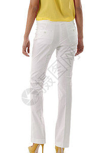 白色脱白裤子的模型口袋奢华材料衣架零售棉布优雅纺织品男性牛仔布图片