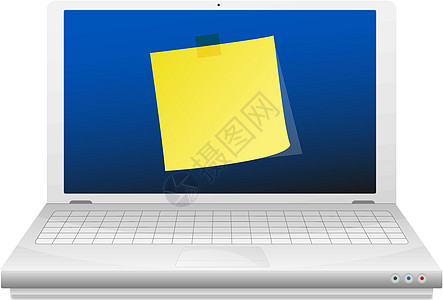 笔记本电脑屏幕上的黄粘贴纸条图片