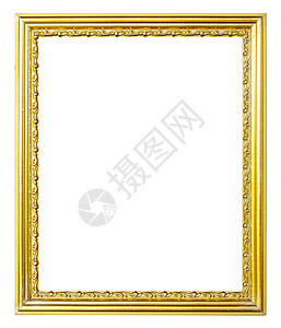 白色背景的金色图片框金子艺术古董边界木头照片装饰品绘画框架边缘图片