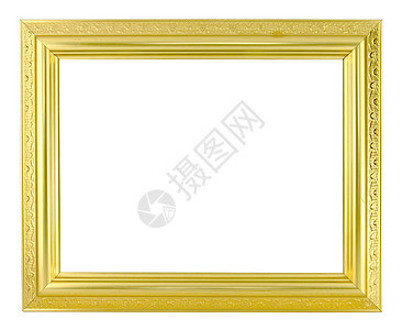 白色背景的金色图片框框架手工装饰品艺术博物馆正方形雕刻照片边界边缘图片