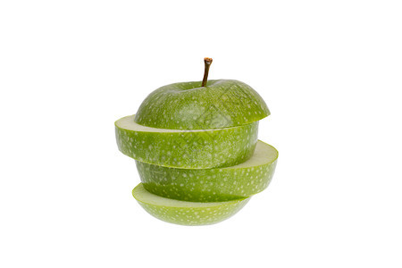 一个孤立的切片绿苹果卫生水果饮食保健食物果味养分小吃图片