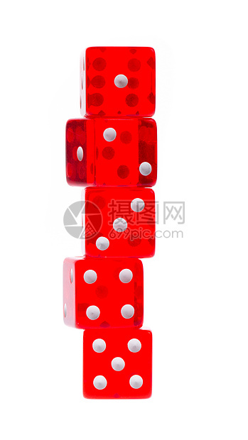 五张透明的红色红色骰子游戏立方体娱乐运气插图速度投注白色风险机会图片