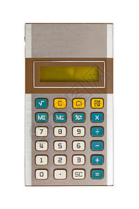 白色隔离的旧计算器展示营销数字办公室按钮数学剪裁小路会计仪器图片