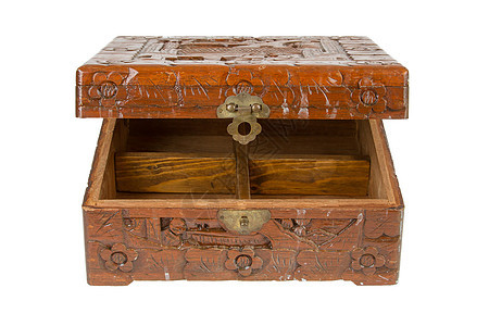 苏里南制造的旧木箱安全感金融合页雕刻挂锁珍宝礼物腐蚀金属古董图片