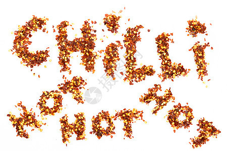 在白背景上拼写着辣椒这个词香料胡椒食物美食味道草药调味品面粉餐厅芳香图片