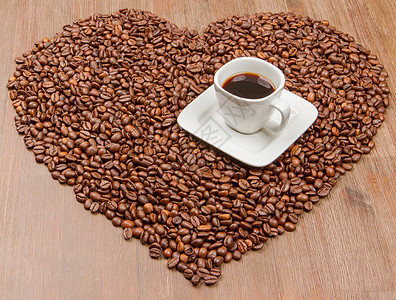 咖啡心食物种子木头插图杯子背景棕色早餐美食咖啡店图片