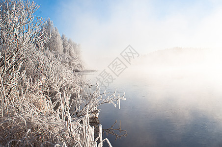 冬天 薄雾河图片