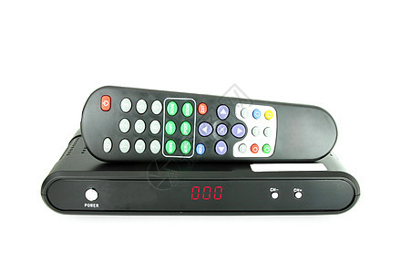 白色卫星电视遥控接收器和远程接收机娱乐键盘控制技术频道盒子电子电缆视频控制器图片